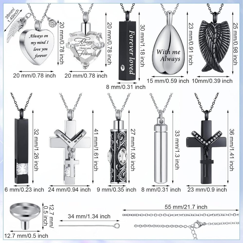 Urn Necklace Cremation Jewelry Stainless Steel Zircon For Men - Picture 6 of 6